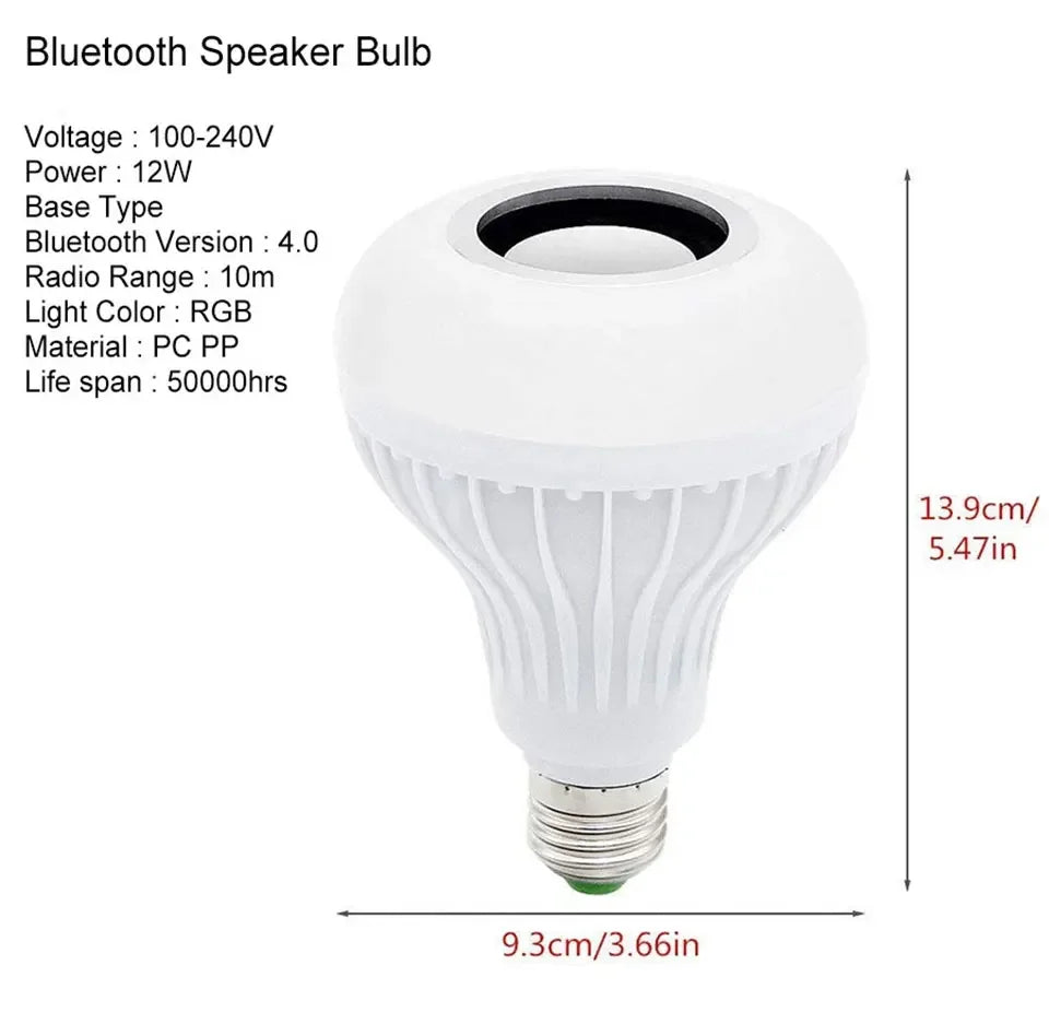 Bluetooth Speaker LED Light Bulb – RGB Music Bulb with Remote