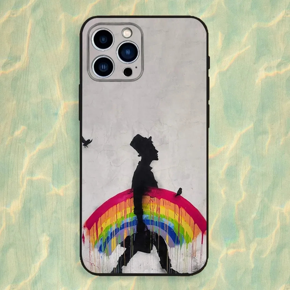 Banksy War & Peace Graffiti Case – Silicone Cover for iPhone 7-17 Pro Max