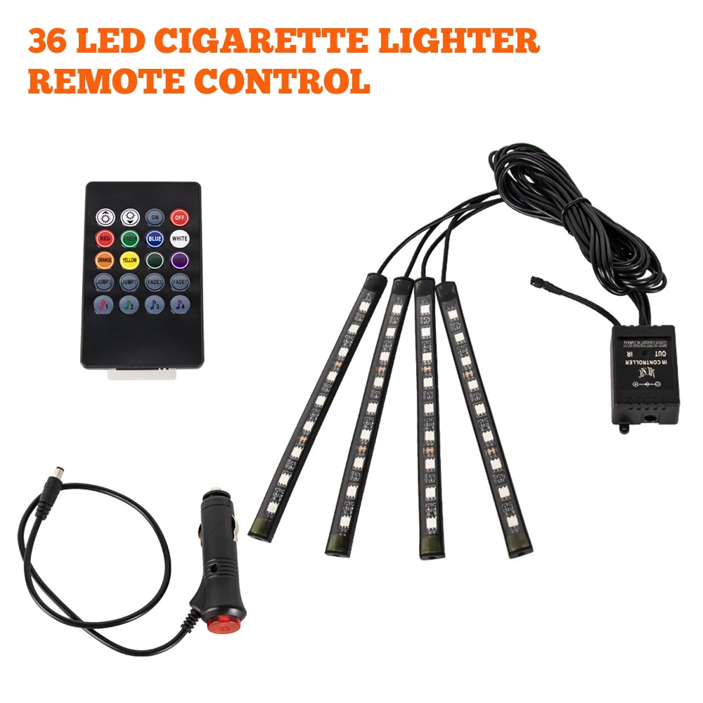 Neon RGB Car Interior Foot Light – USB App & Remote Music Sync