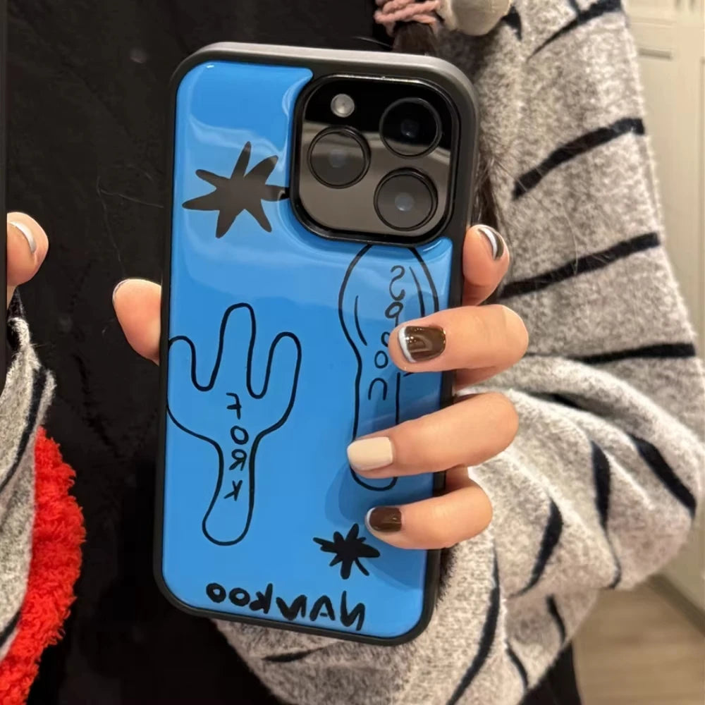 Funny Graffiti Tableware Phone Case – Shockproof Silicone for iPhone 11-17