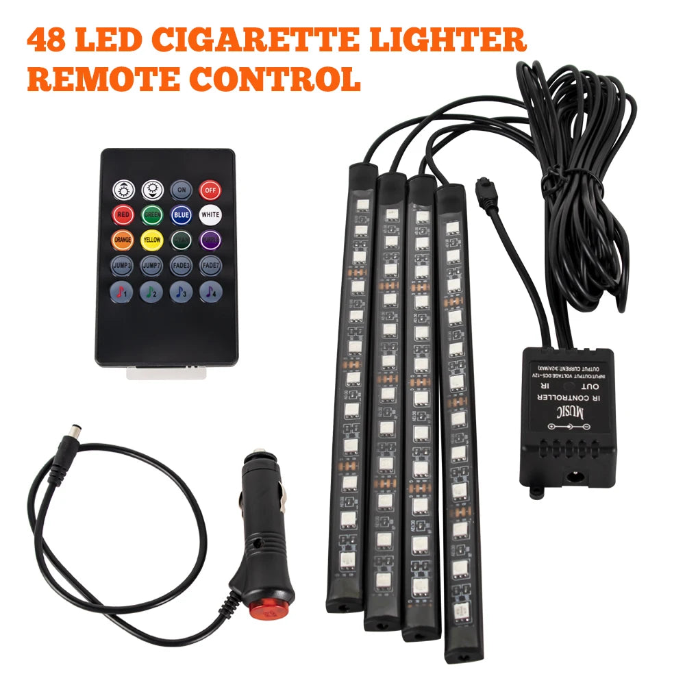 Neon RGB Car Interior Foot Light – USB App & Remote Music Sync