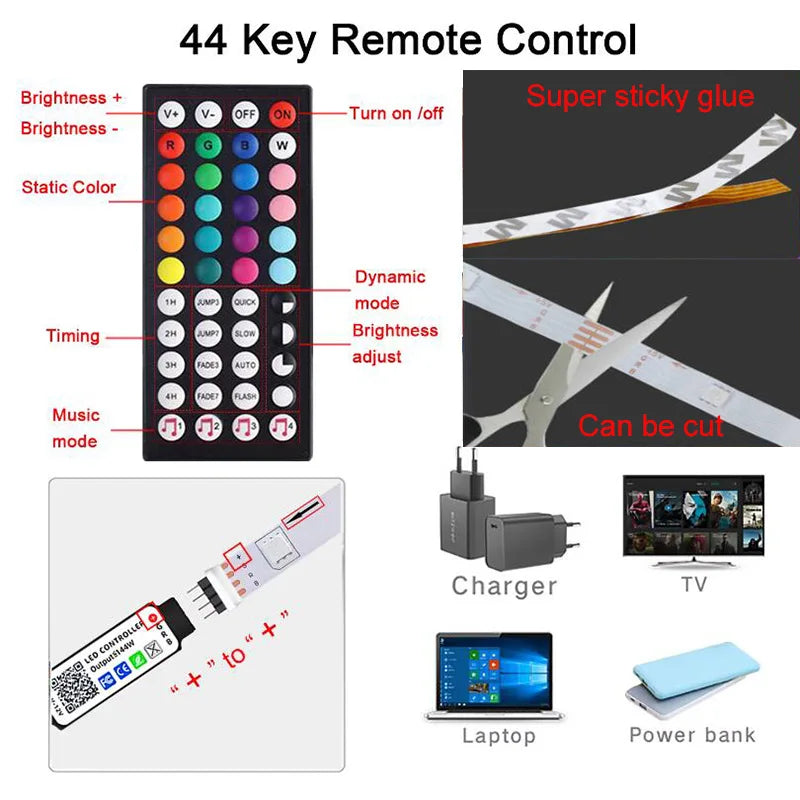 RGB LED Strip Lights – App & Remote Control Room Ambiance Lighting
