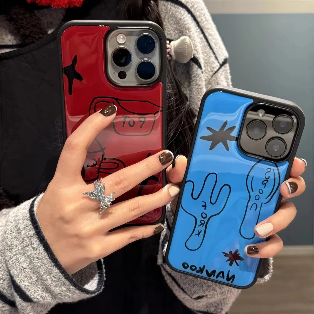 Funny Graffiti Tableware Phone Case – Shockproof Silicone for iPhone 11-17
