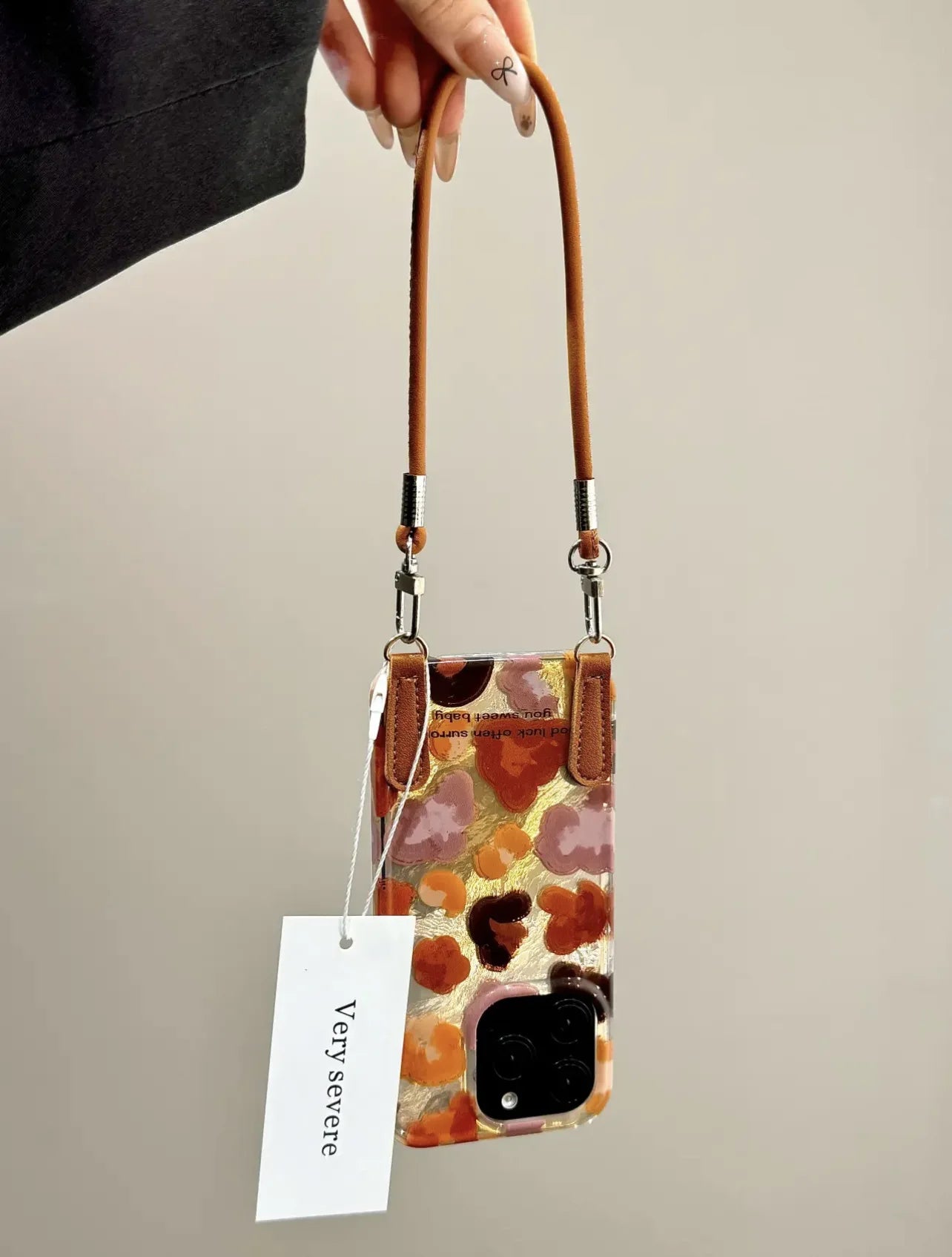Leopard Graffiti Phone Case with Lanyard – Shockproof for iPhone 17 Pro Max