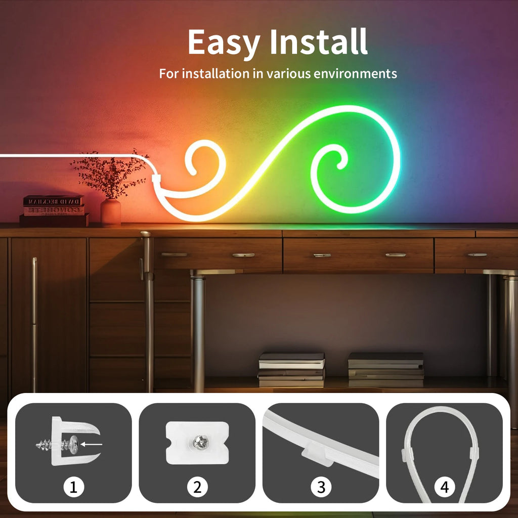 Smart RGB Neon Rope Light – USB Bluetooth Music Sync IP65 Waterproof