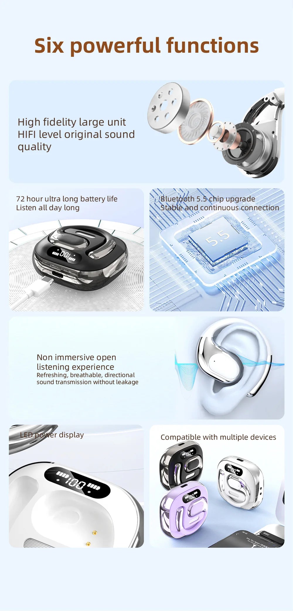 B8 Bone Conduction Wireless Earphones – IPX5 Waterproof Sports Headset