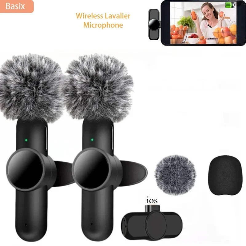 2.4G Wireless Lavalier Microphone – Noise Cancelling for iPhone, Android & iPad