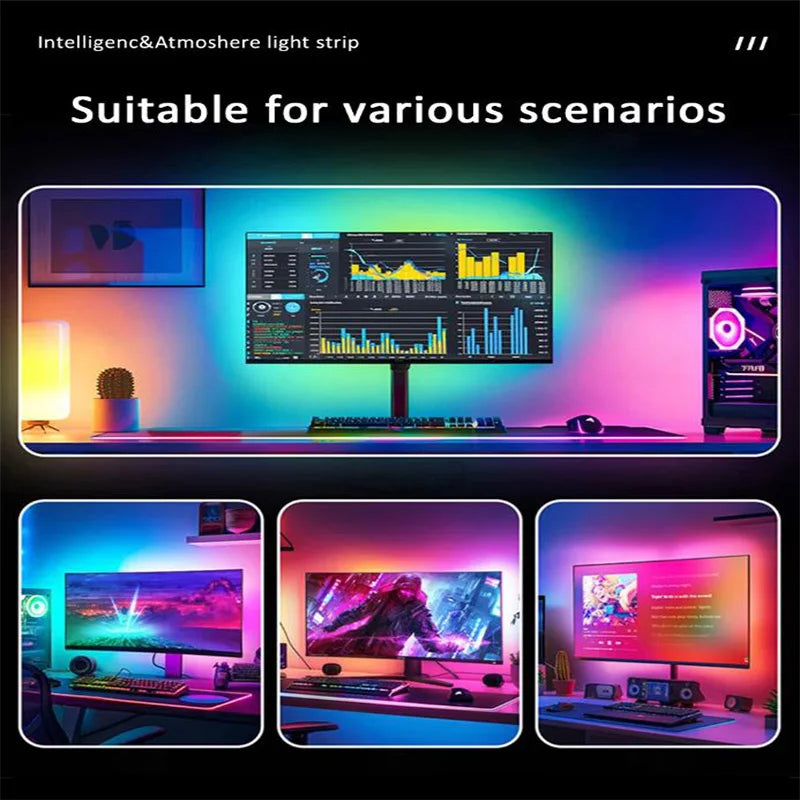 USB PC Monitor LED Backlight Strip – RGBIC App & Music Sync