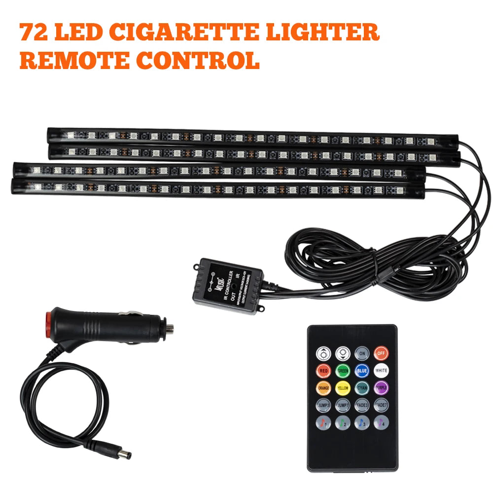 Neon RGB Car Interior Foot Light – USB App & Remote Music Sync