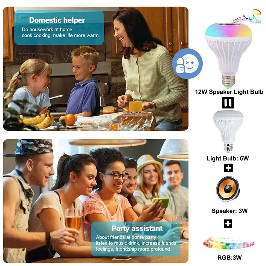 Bluetooth Speaker LED Light Bulb – RGB Music Bulb with Remote