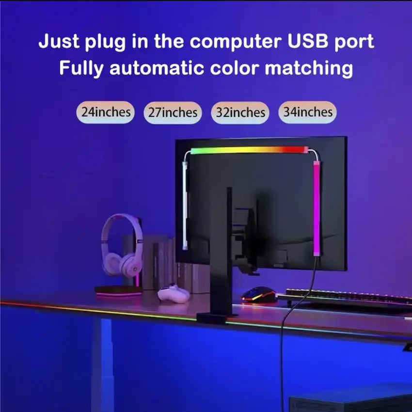 USB PC Monitor LED Backlight Strip – RGBIC App & Music Sync