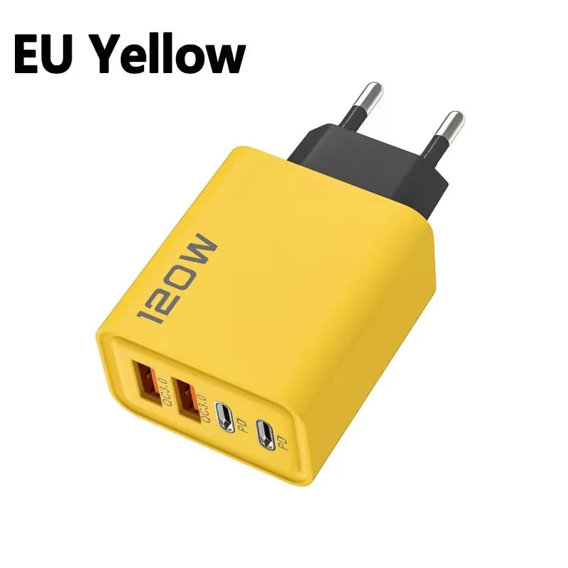 120W 4-Port USB-C Fast Charger – PD & Quick Charge 3.0