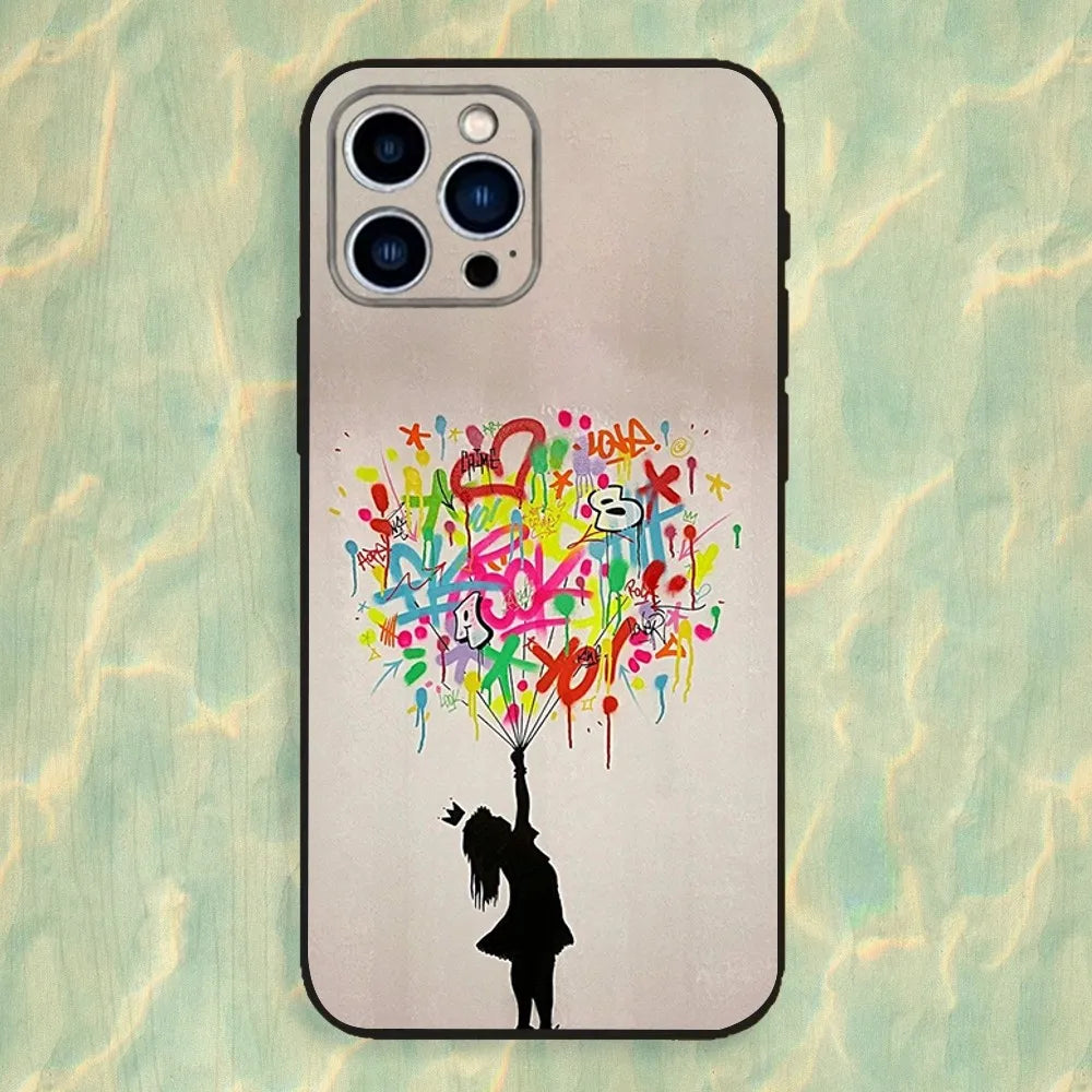 Banksy War & Peace Graffiti Case – Silicone Cover for iPhone 7-17 Pro Max