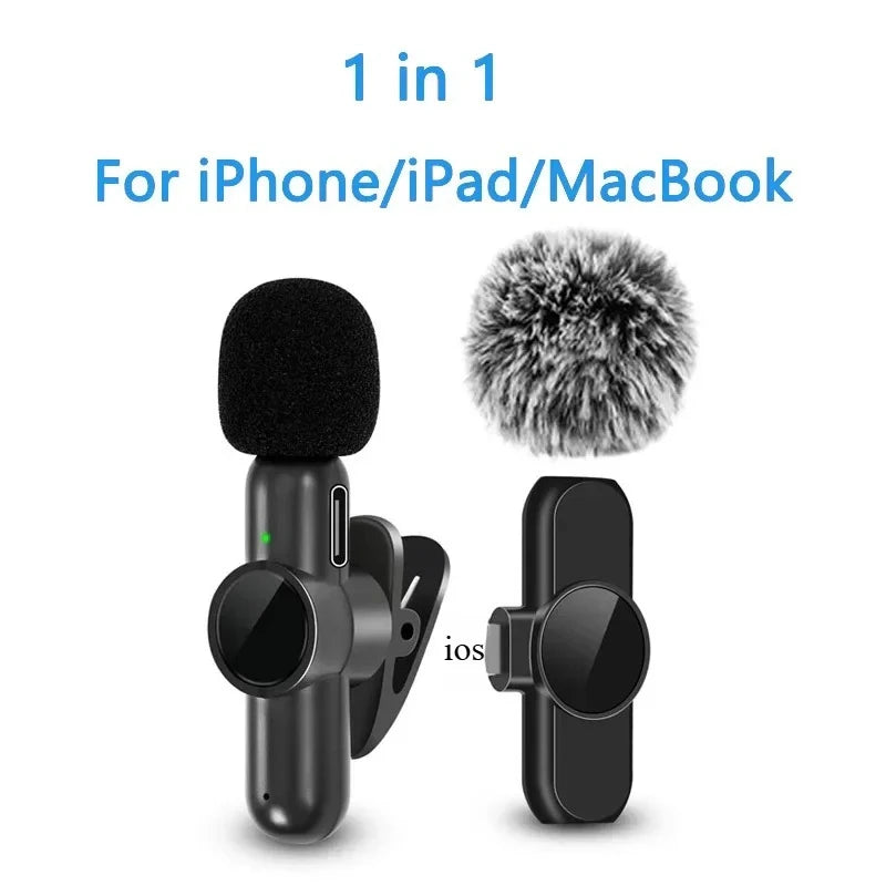 2.4G Wireless Lavalier Microphone – Noise Cancelling for iPhone, Android & iPad