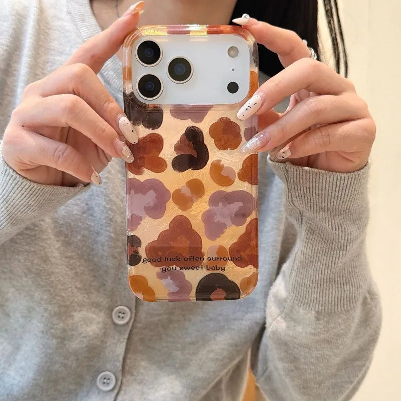 Leopard Graffiti Phone Case with Lanyard – Shockproof for iPhone 17 Pro Max