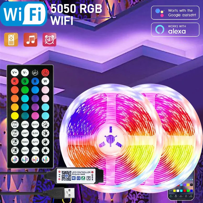 RGB LED Strip Lights – App & Remote Control Room Ambiance Lighting