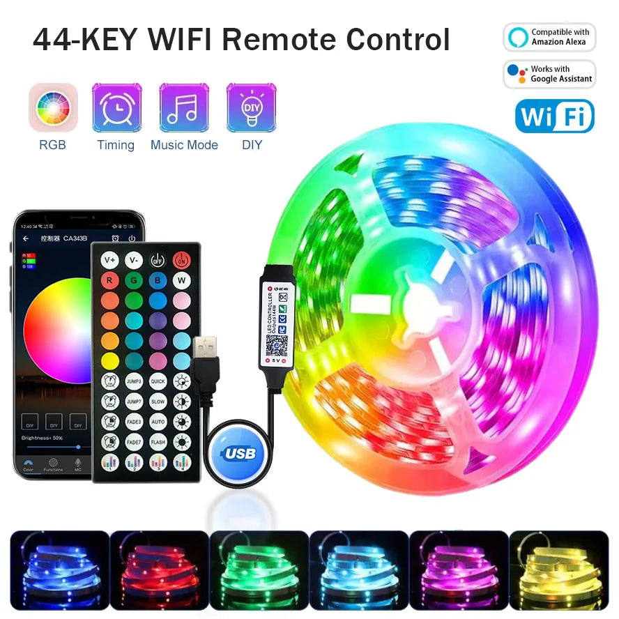RGB LED Strip Lights – App & Remote Control Room Ambiance Lighting