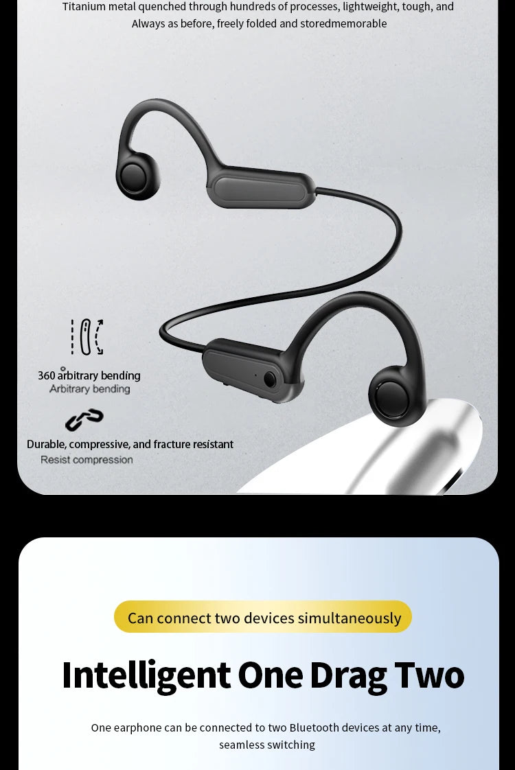 B8 Bone Conduction Headphones – IPX5 Waterproof Bluetooth Sport Earphones