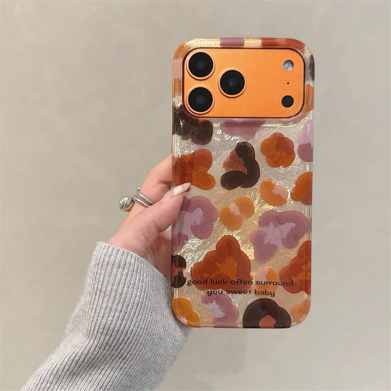 Leopard Graffiti Phone Case with Lanyard – Shockproof for iPhone 17 Pro Max