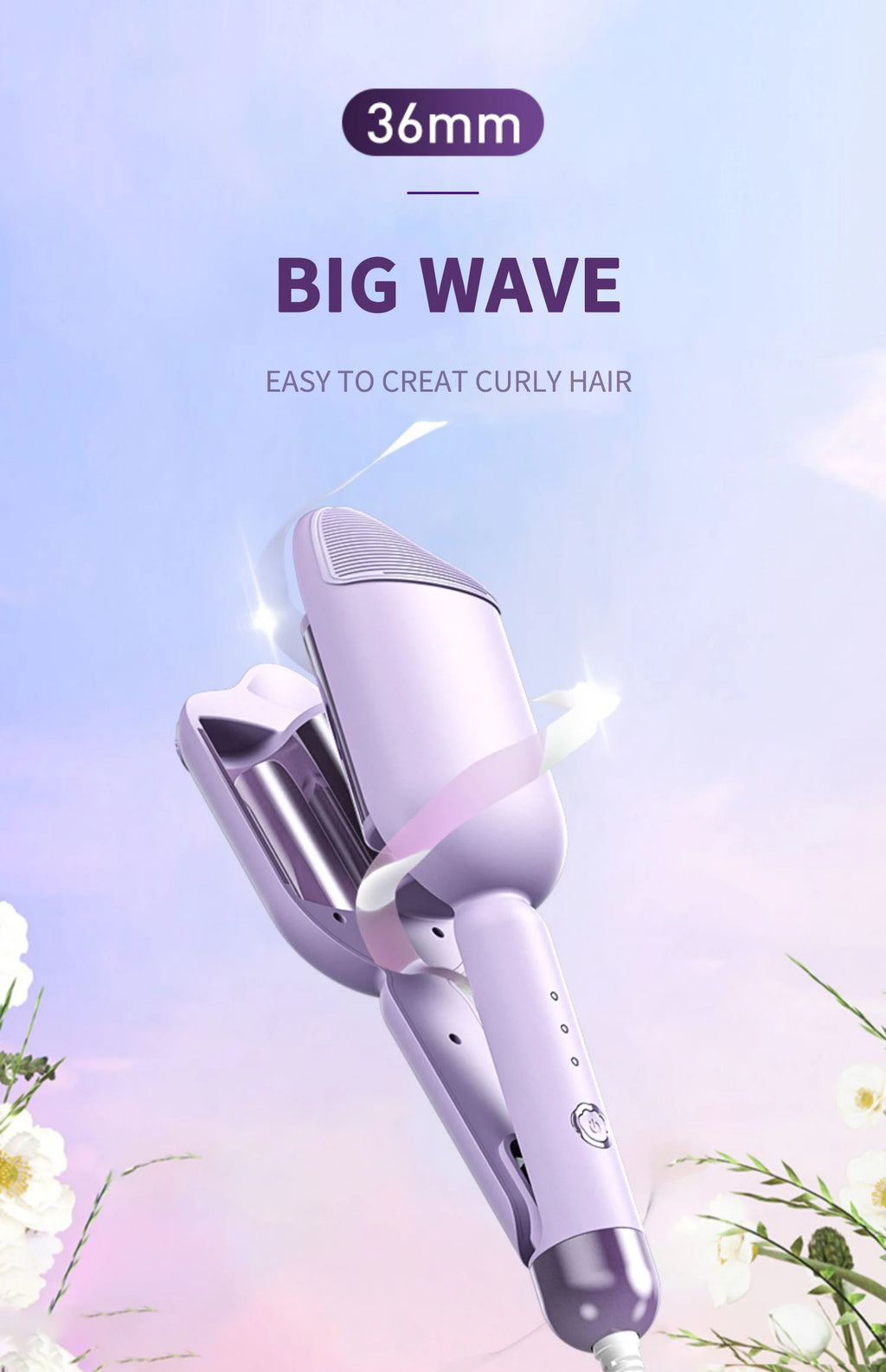 36mm Ceramic Hair Curler – Large Wave Styling Wand