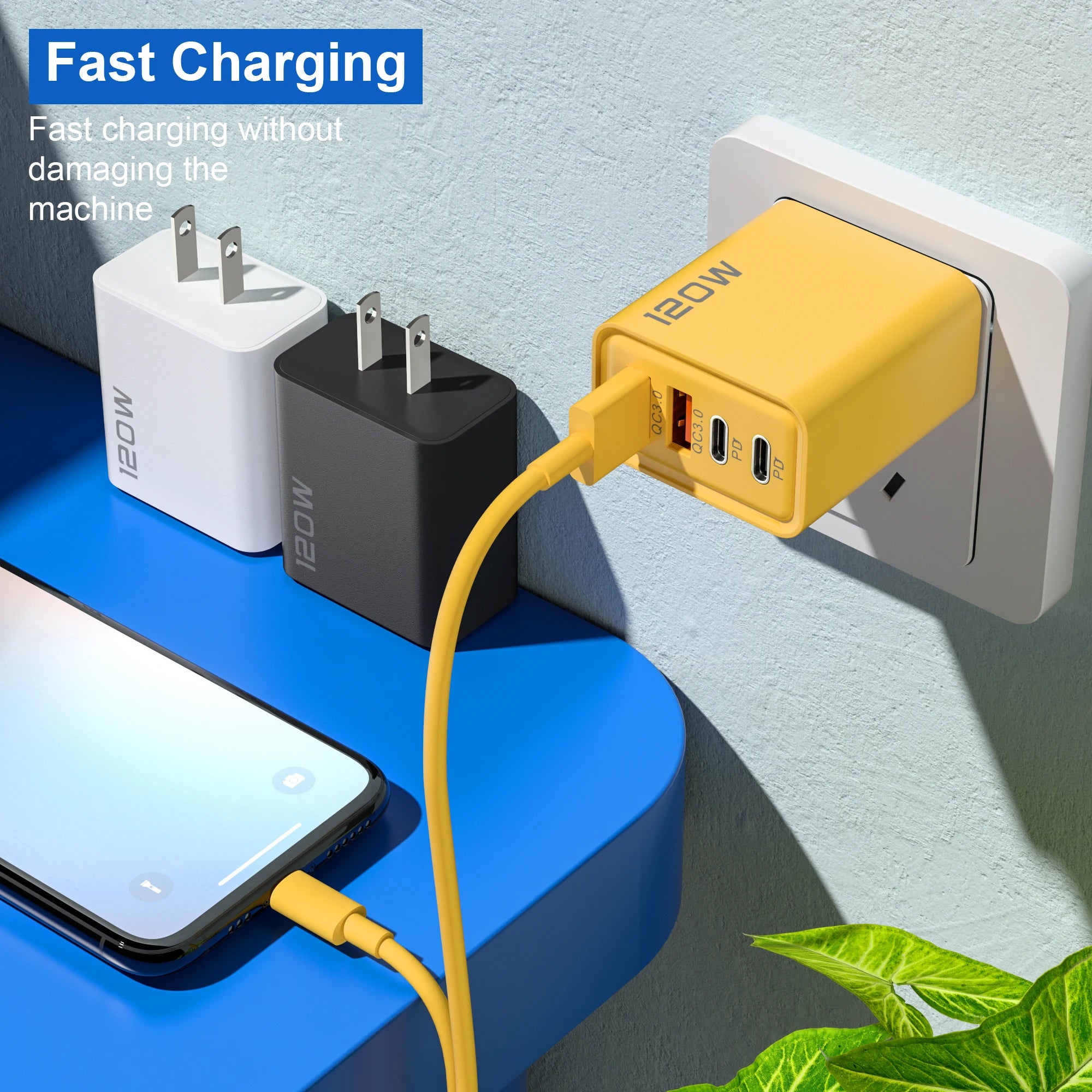120W 4-Port USB-C Fast Charger – PD & Quick Charge 3.0