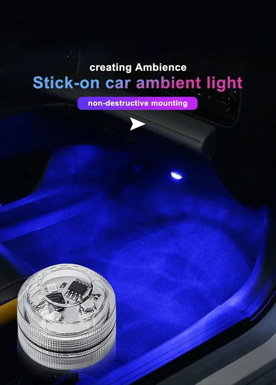 Wireless LED Car Interior Ambient Lights – Remote Control RGB Atmosphere Lamps
