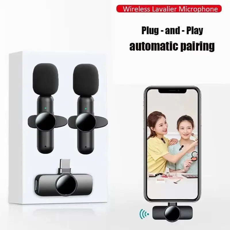 2.4G Wireless Lavalier Microphone – Noise Cancelling for iPhone, Android & iPad