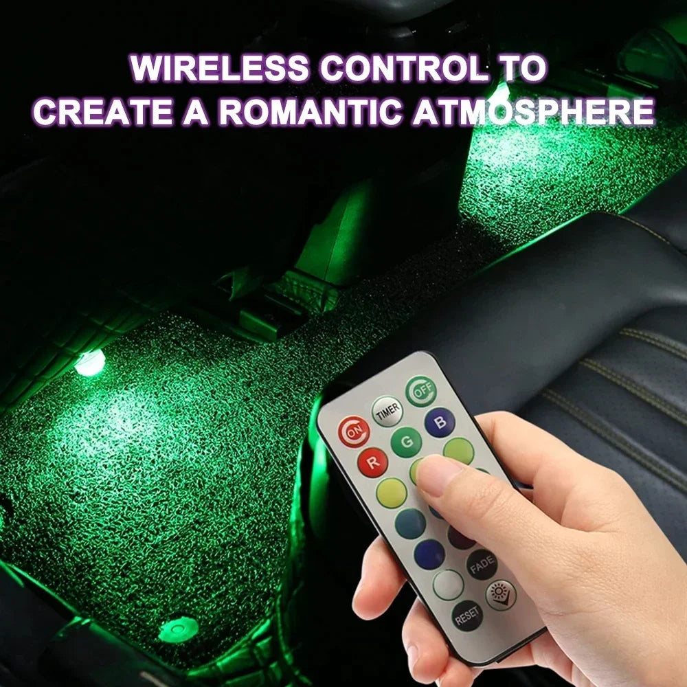 Wireless LED Car Interior Ambient Lights – Remote Control RGB Atmosphere Lamps