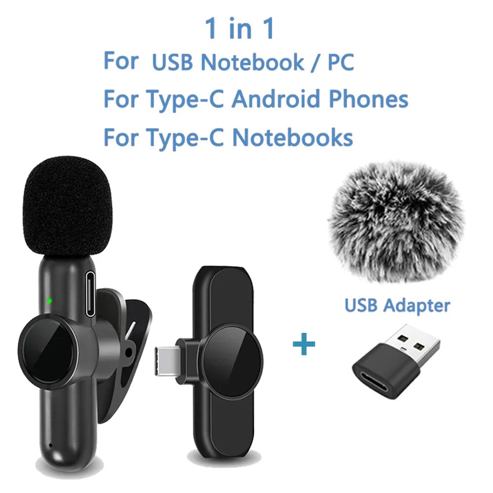 2.4G Wireless Lavalier Microphone – Noise Cancelling for iPhone, Android & iPad