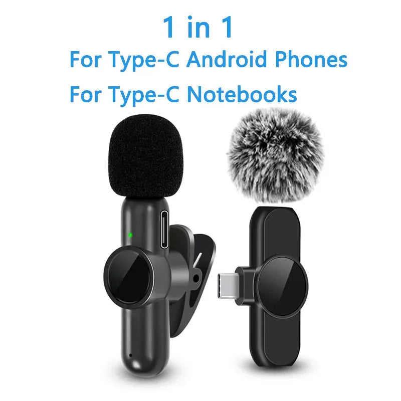 2.4G Wireless Lavalier Microphone – Noise Cancelling for iPhone, Android & iPad