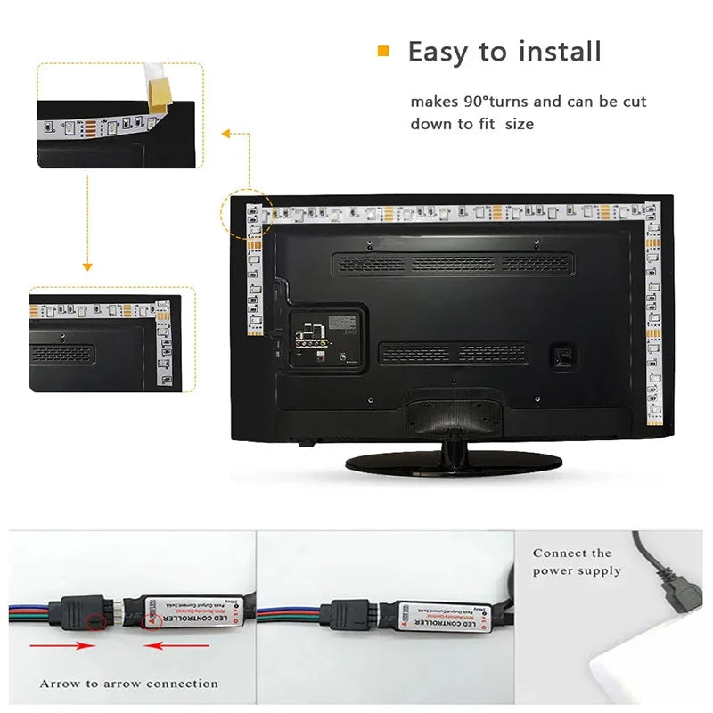 RGB LED Strip Lights – App & Remote Control Room Ambiance Lighting