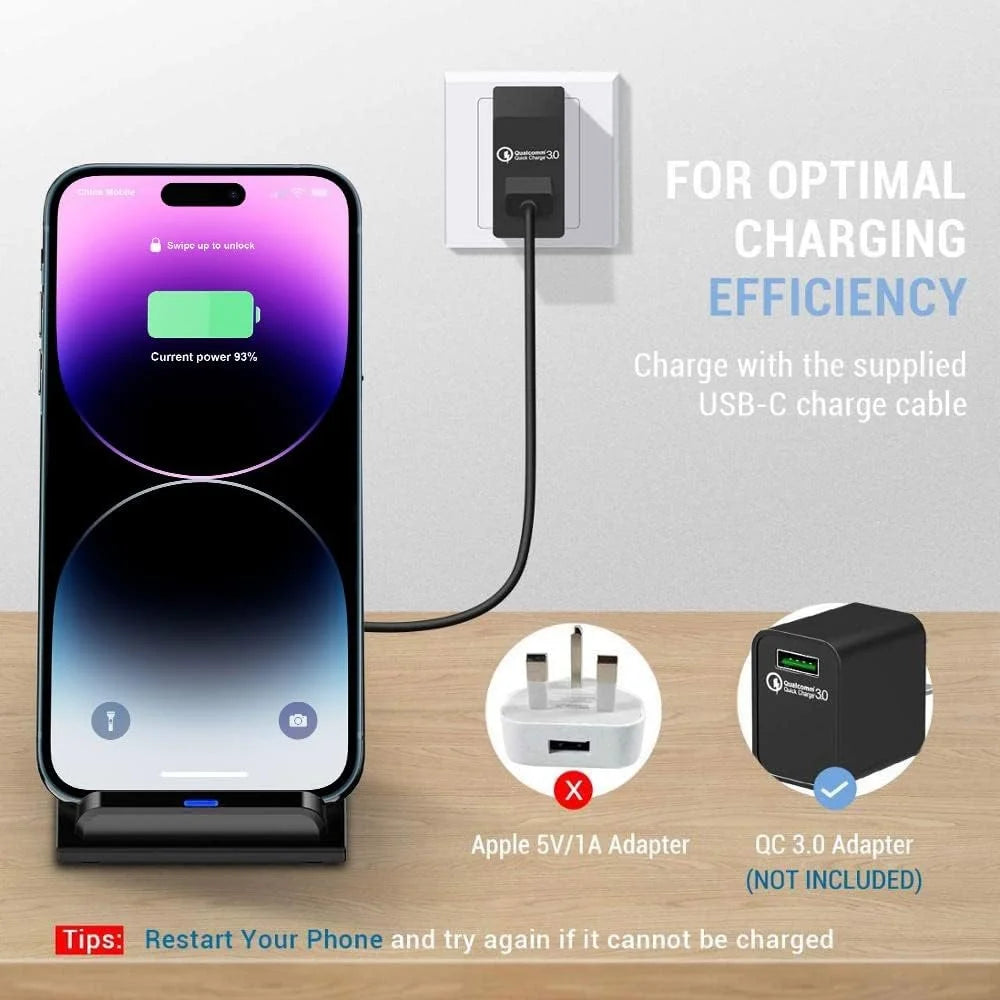30W Wireless Charging Stand – Fast Charge iPhone & Samsung