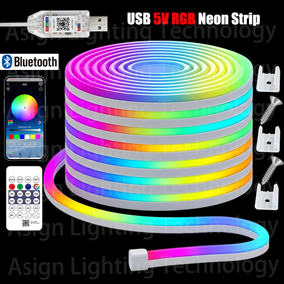 Smart RGB Neon Rope Light – USB Bluetooth Music Sync IP65 Waterproof