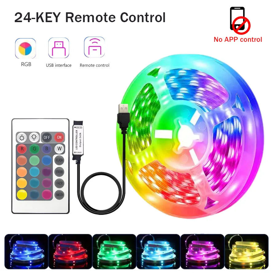 RGB LED Strip Lights – App & Remote Control Room Ambiance Lighting
