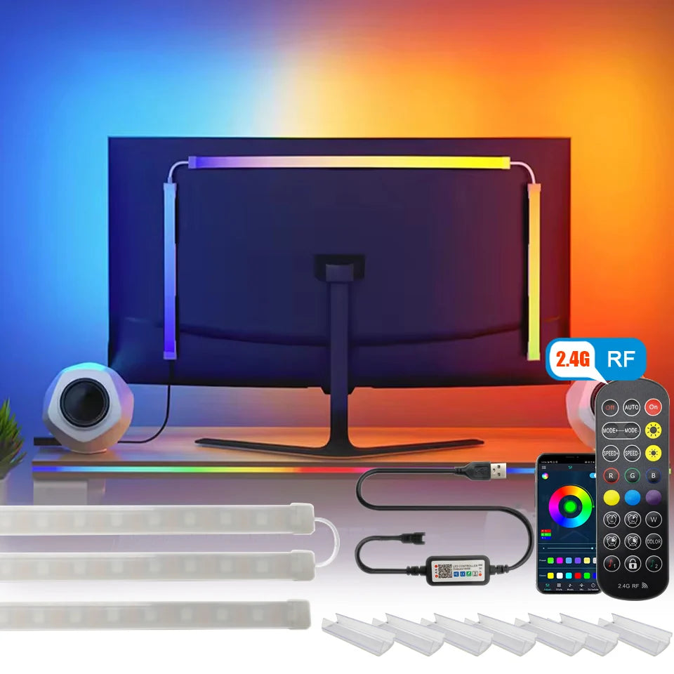 USB PC Monitor LED Backlight Strip – RGBIC App & Music Sync