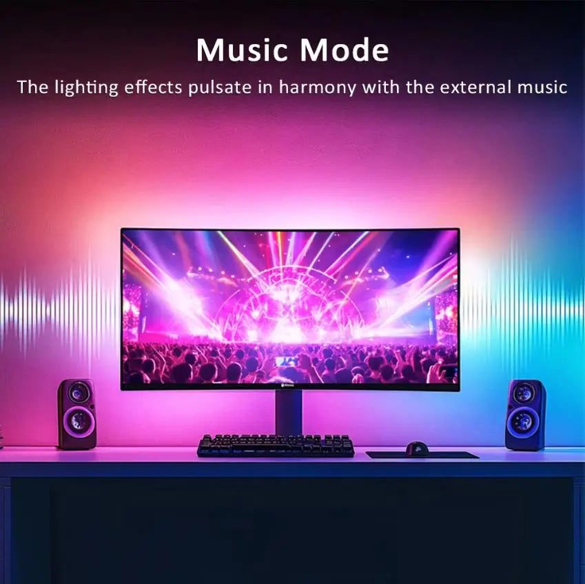 USB PC Monitor LED Backlight Strip – RGBIC App & Music Sync
