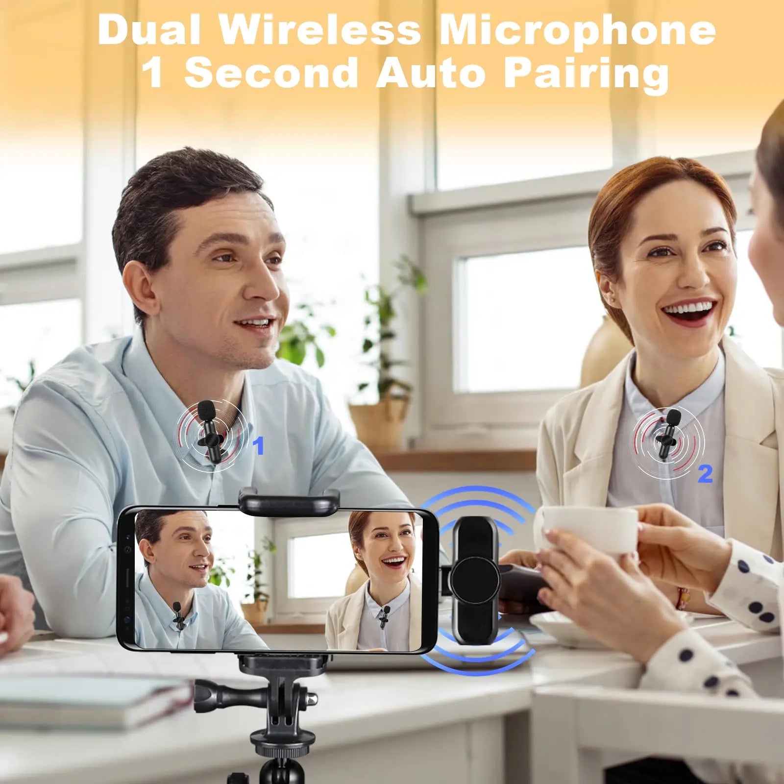 2.4G Wireless Lavalier Microphone – Noise Cancelling for iPhone, Android & iPad