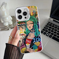 Mona Lisa Graffiti Art Phone Case – Plating Cover for iPhone 12-17 Pro Max