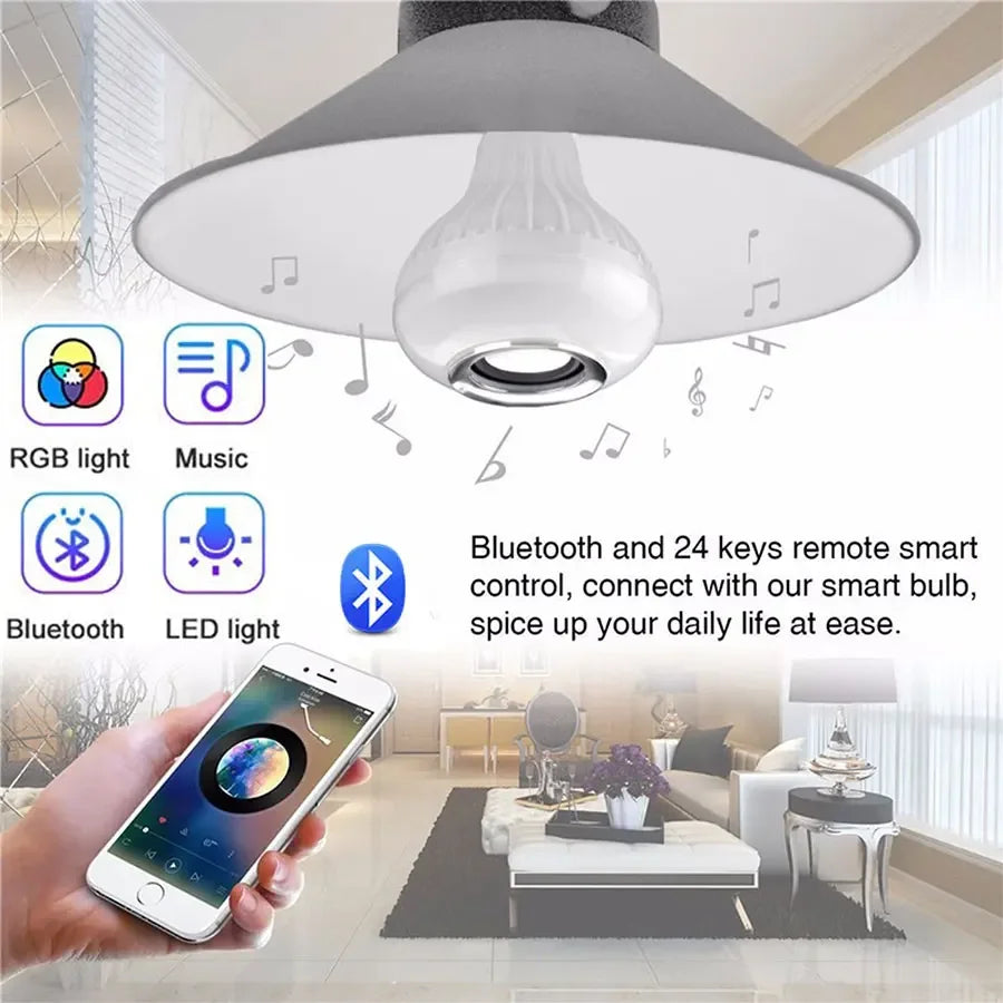 Bluetooth Speaker LED Light Bulb – RGB Music Bulb with Remote