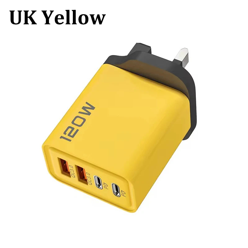 120W 4-Port USB-C Fast Charger – PD & Quick Charge 3.0