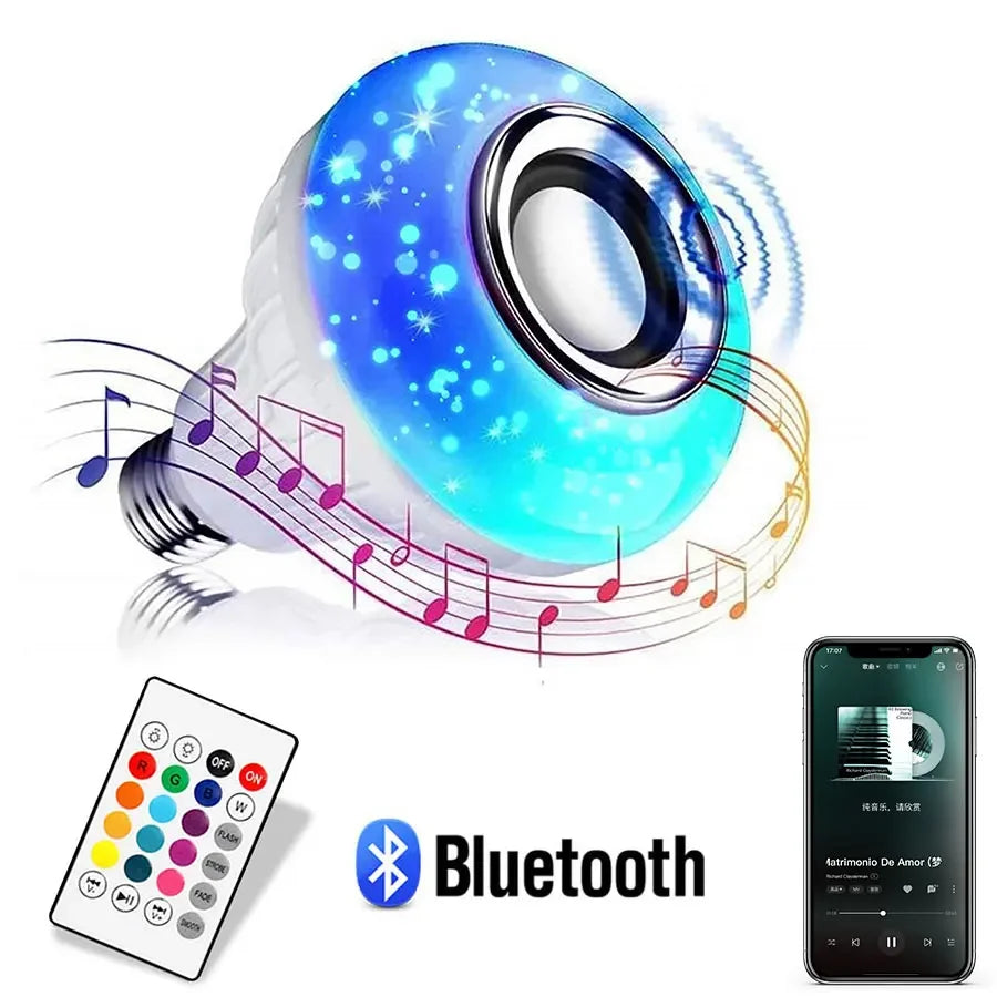 Bluetooth Speaker LED Light Bulb – RGB Music Bulb with Remote