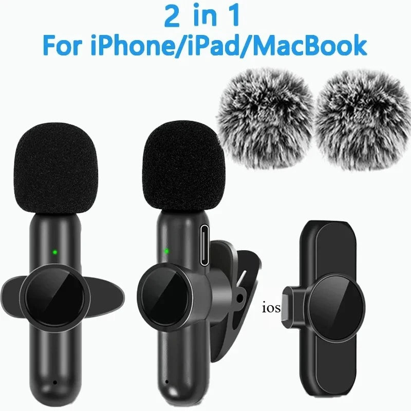 2.4G Wireless Lavalier Microphone – Noise Cancelling for iPhone, Android & iPad