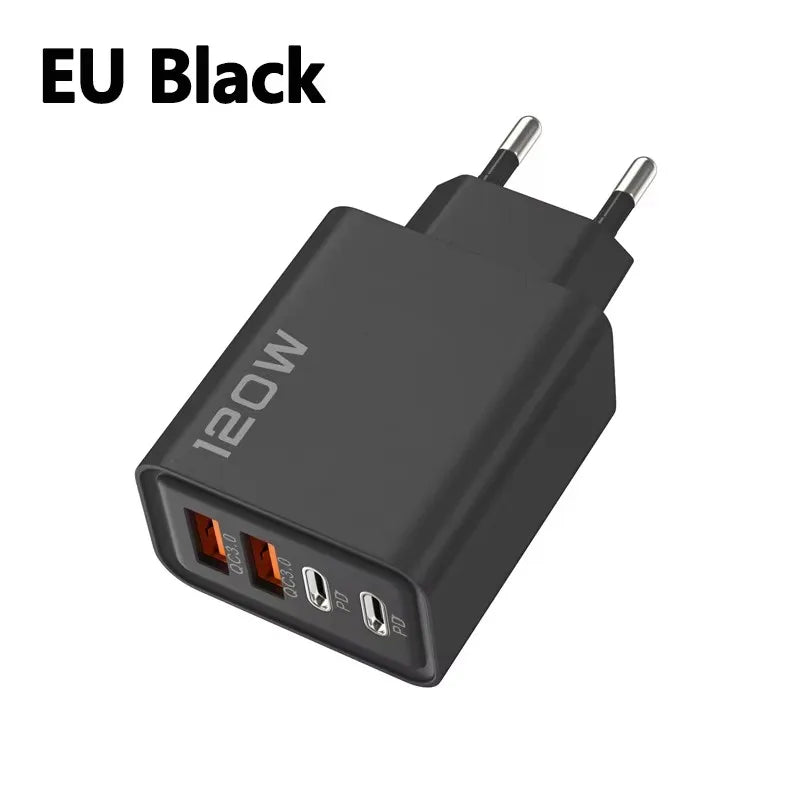 120W 4-Port USB-C Fast Charger – PD & Quick Charge 3.0