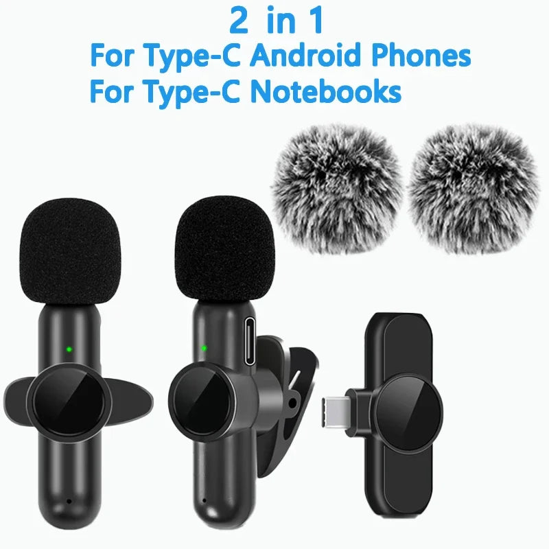 2.4G Wireless Lavalier Microphone – Noise Cancelling for iPhone, Android & iPad