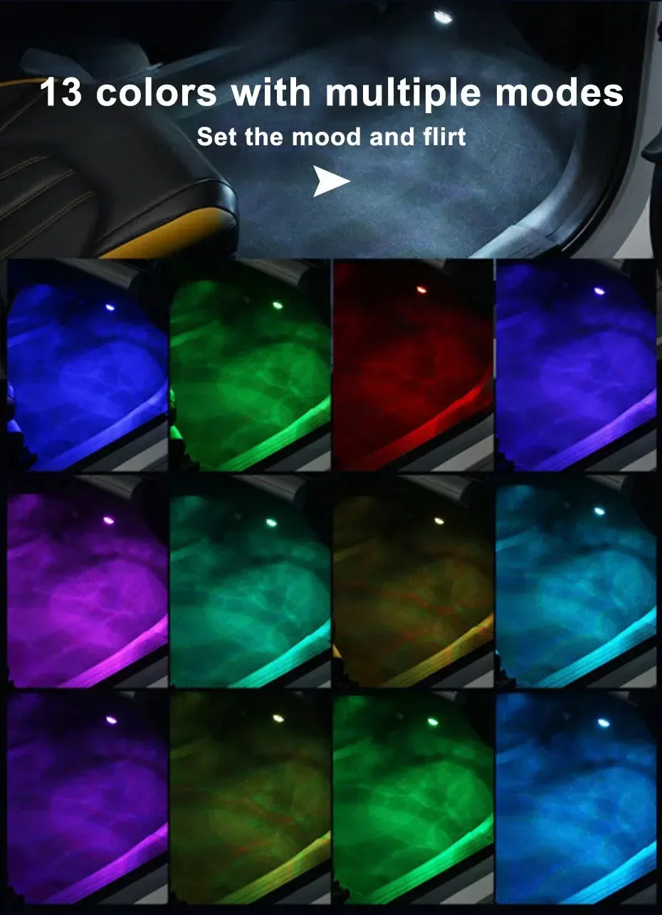 Wireless LED Car Interior Ambient Lights – Remote Control RGB Atmosphere Lamps