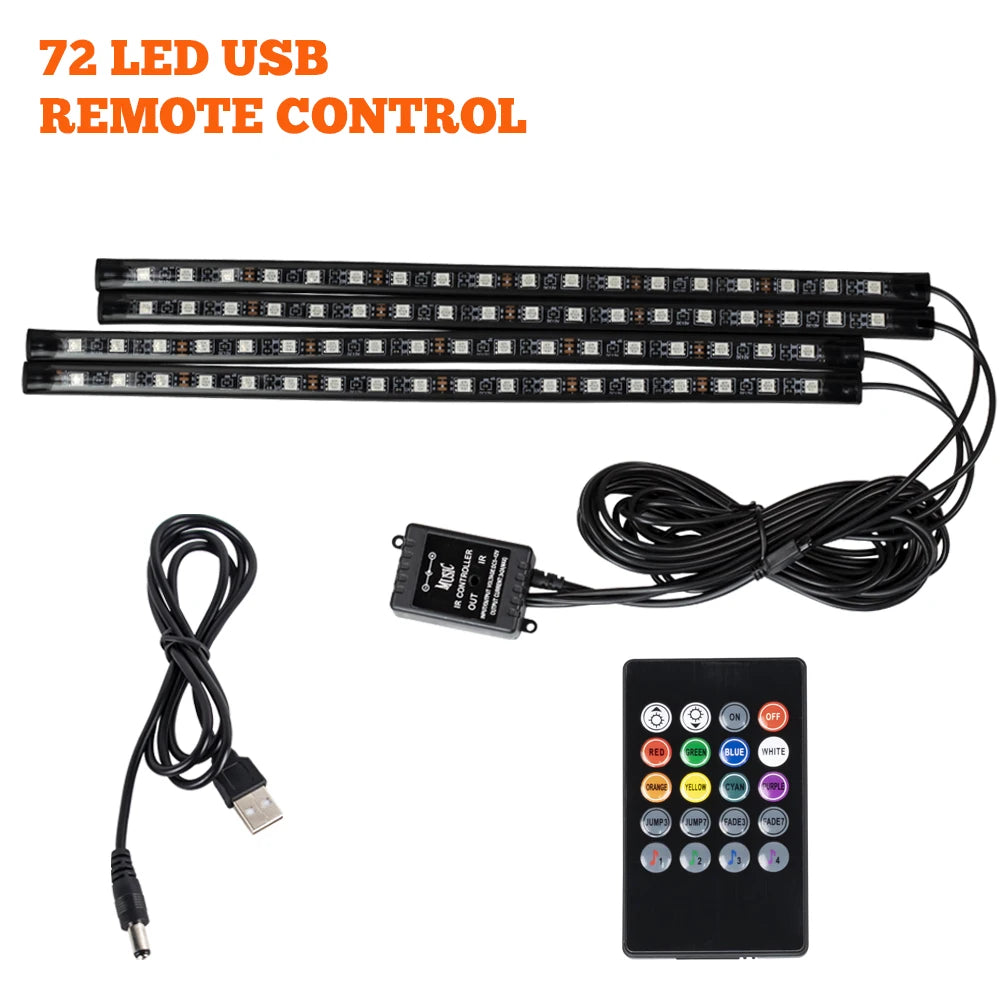Neon RGB Car Interior Foot Light – USB App & Remote Music Sync