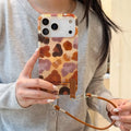 Leopard Graffiti Phone Case with Lanyard – Shockproof for iPhone 17 Pro Max