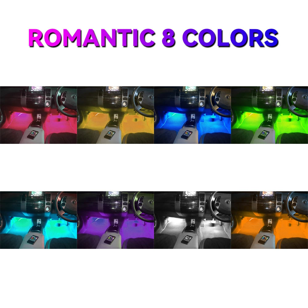 Neon RGB Car Interior Foot Light – USB App & Remote Music Sync