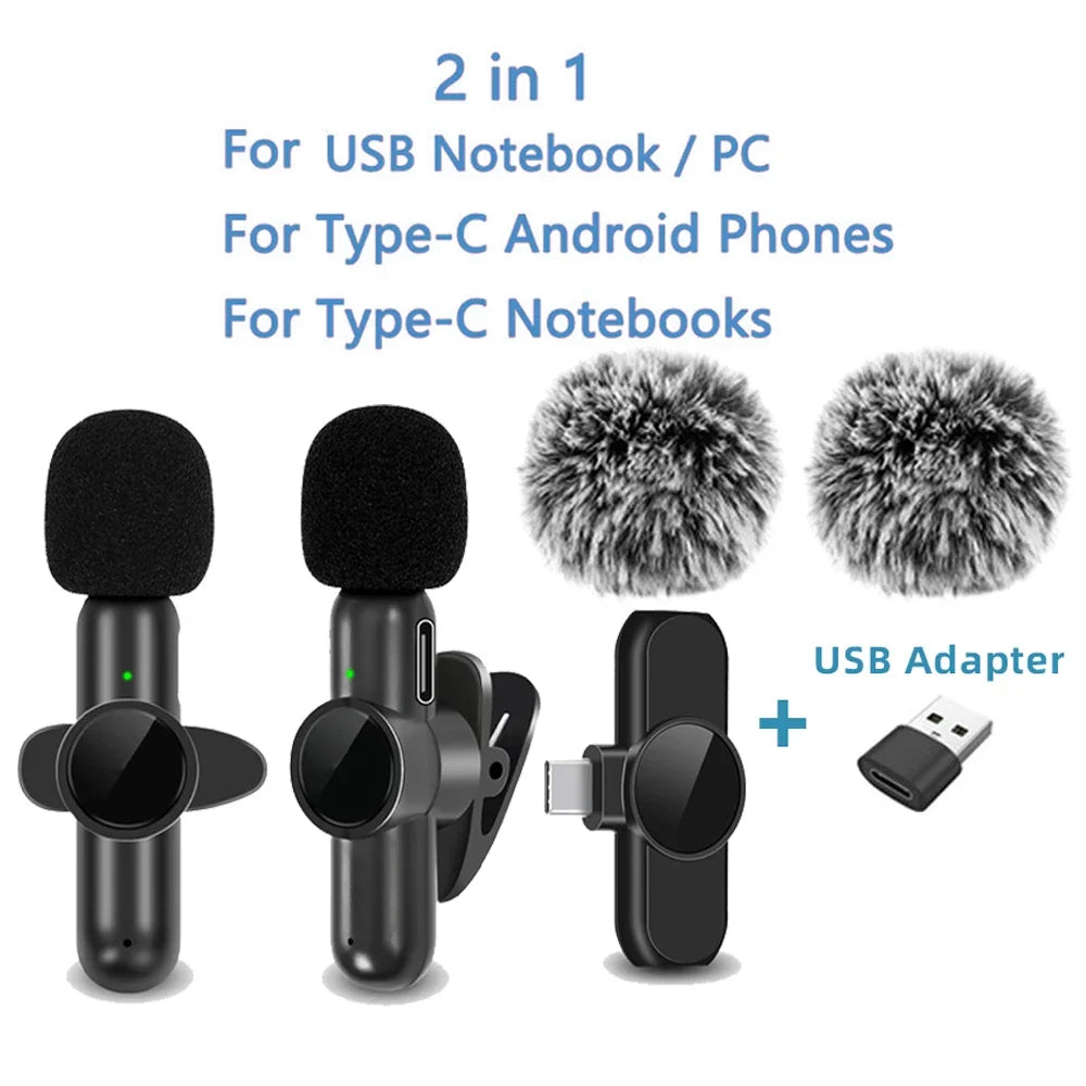 2.4G Wireless Lavalier Microphone – Noise Cancelling for iPhone, Android & iPad